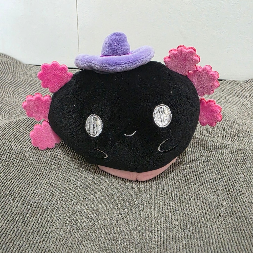 TeeTurtle Plushiverse Reversible Witch Axolot Plushie Black Happy Pink Angry New